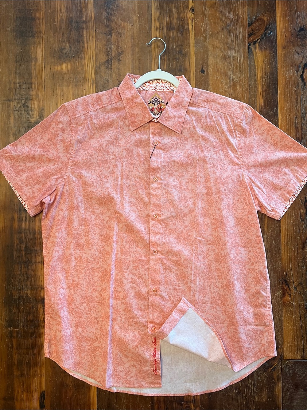 Robert Graham Salmon Paisley Short Sleeve Button Up